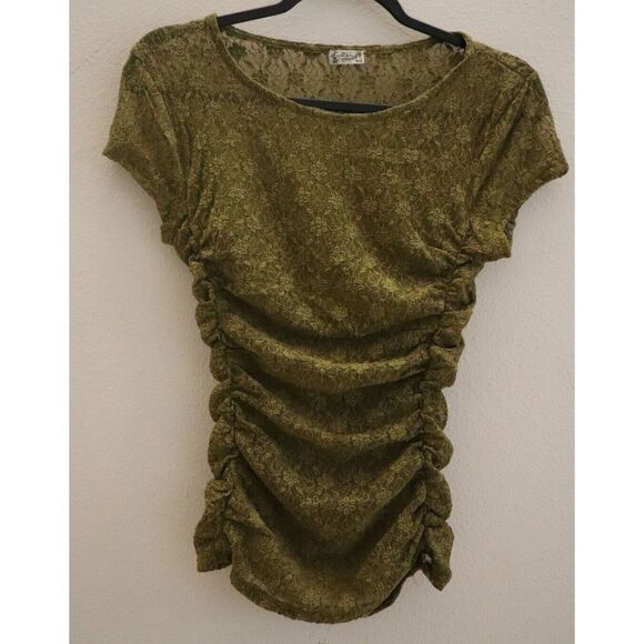 Intimately x Free People Women's Sz XS Green Keep It Simple S/S Lace Baby Tee - Picture 2 of 5